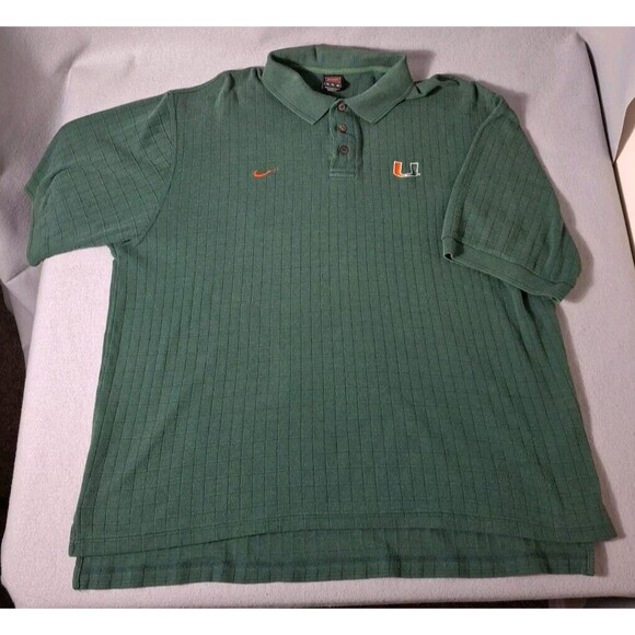 Miami Hurricanes Nike Polo Shirt Mens XL Green Old School Vintage Football - Picture 1 of 10